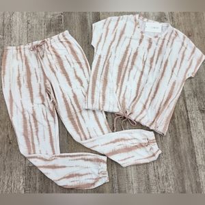 Como Blu Plus Size 2X Tie Dye Stripe Lounge Set New With Tags